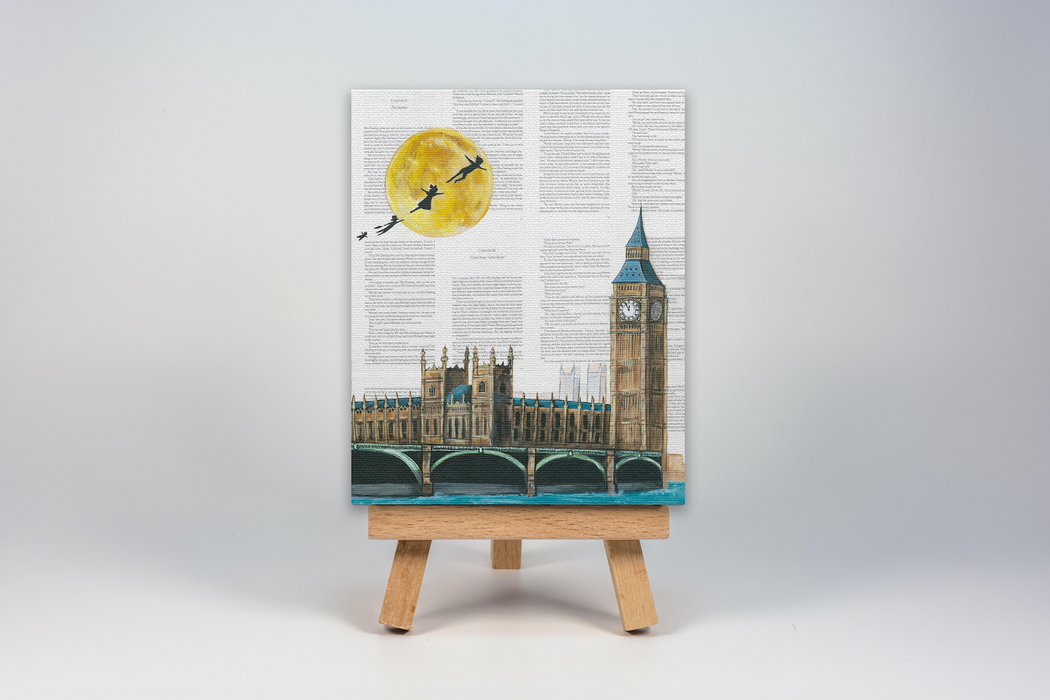 Mini Canvas Print of Peter Pan flying over London
