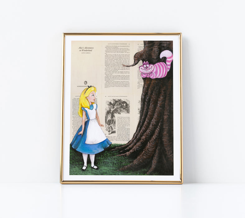 11" x 14" Paper Print of a Alice & Cheshire Cat