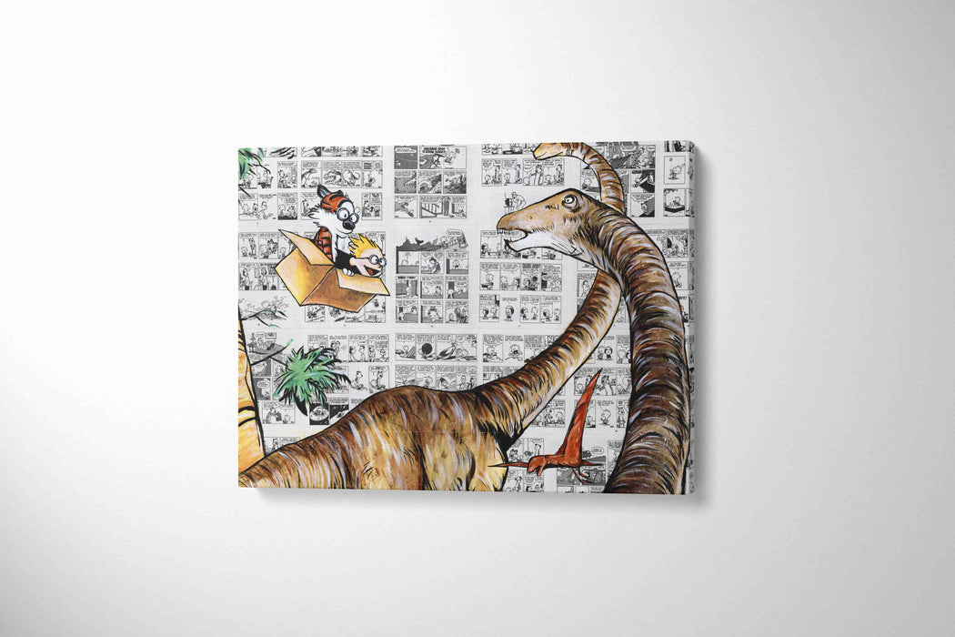 Canvas Print of a Boy and his Tiger Dino-soaring