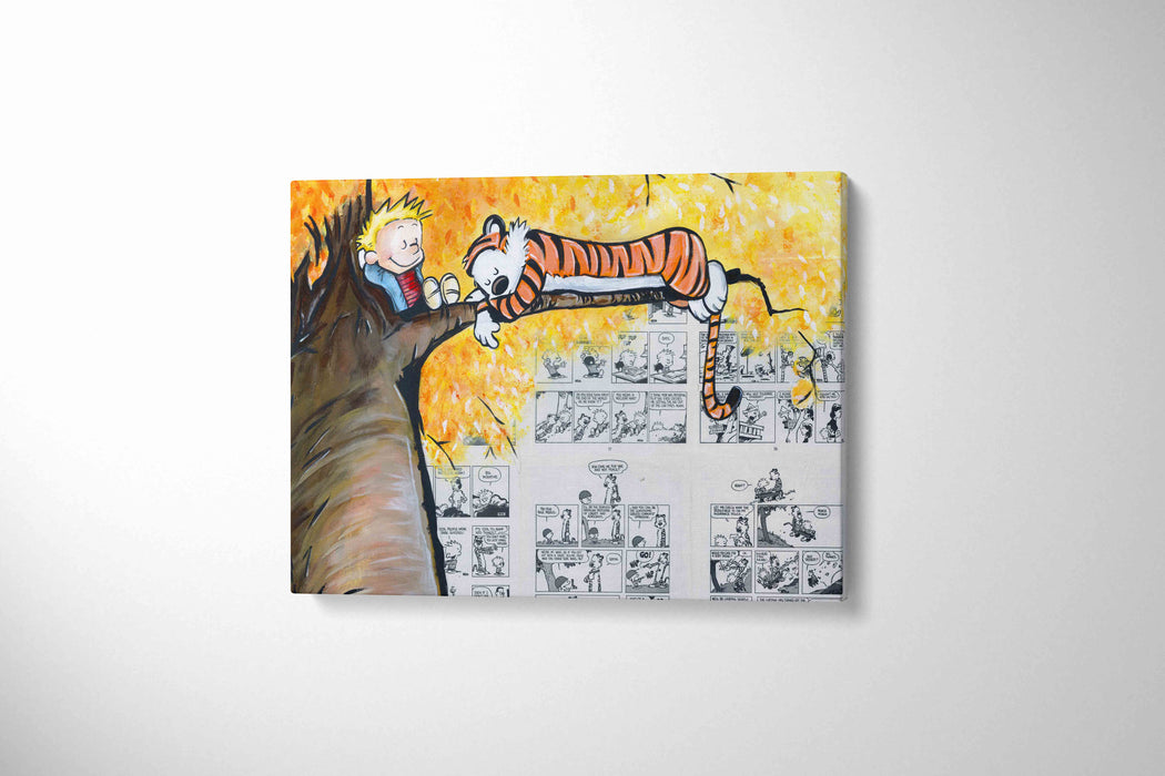 Canvas Print of a Boy and his Tiger Lazy Sunday