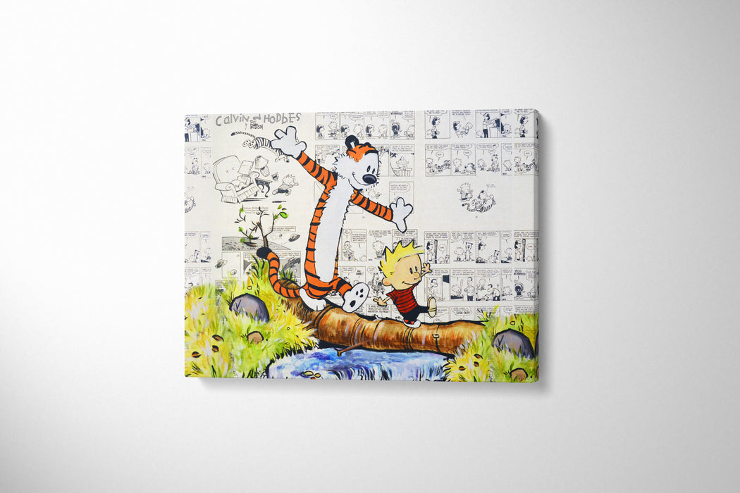 Canvas Print of a Boy and his Tiger Exploring
