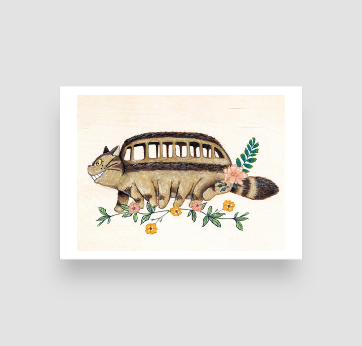 5" x 7" Paper Print of a Cat Bus