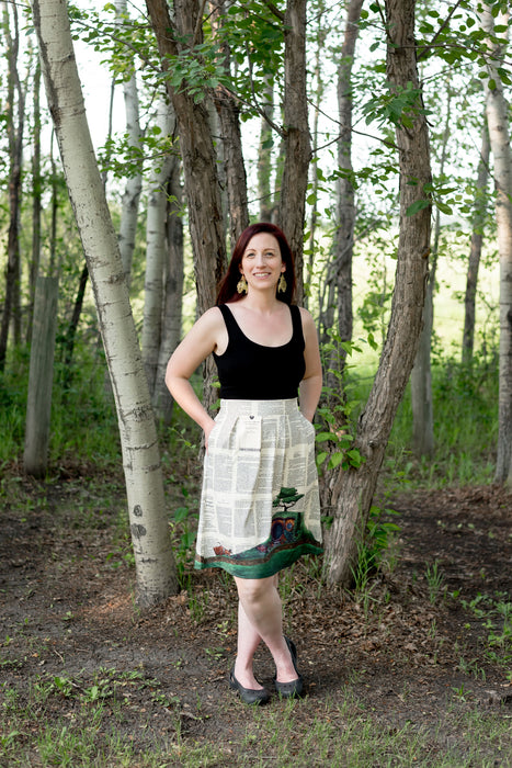 The Shire on Book Pages Skirt with Pockets