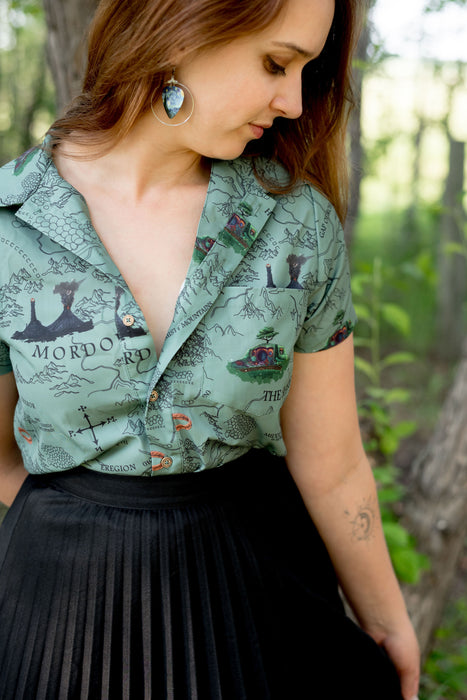Middle Earth Map Button-up Shirt