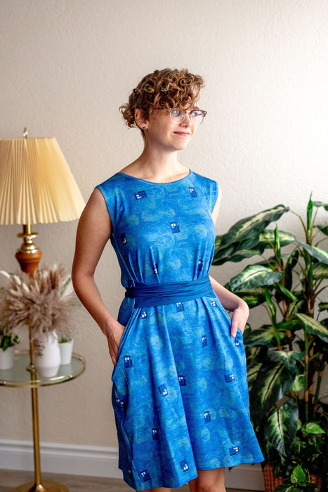 Starry Night & The Doctor Tie Wrap Dress with Pockets