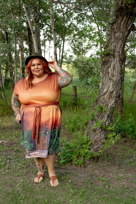 Jurassic Sunset Tie Wrap Dress