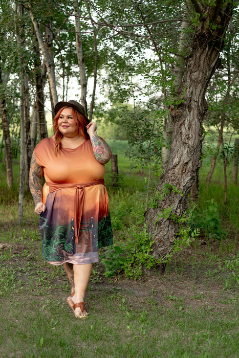 Jurassic Sunset Tie Wrap Dress
