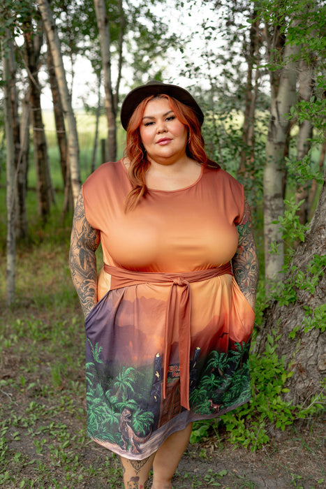 Jurassic Sunset Tie Wrap Dress