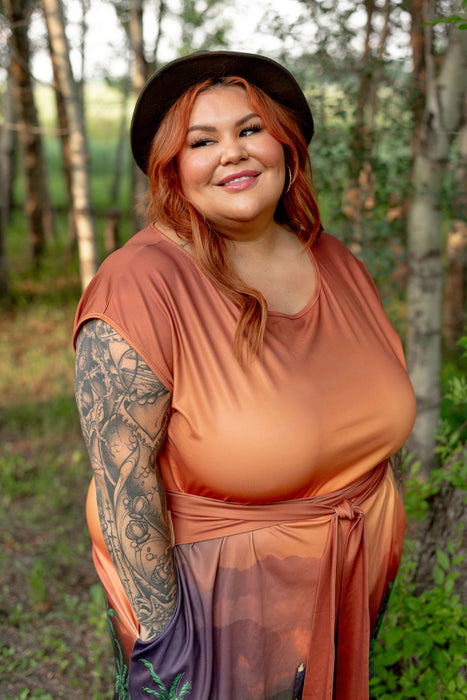 Jurassic Sunset Tie Wrap Dress
