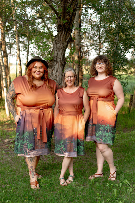 Jurassic Sunset Tie Wrap Dress