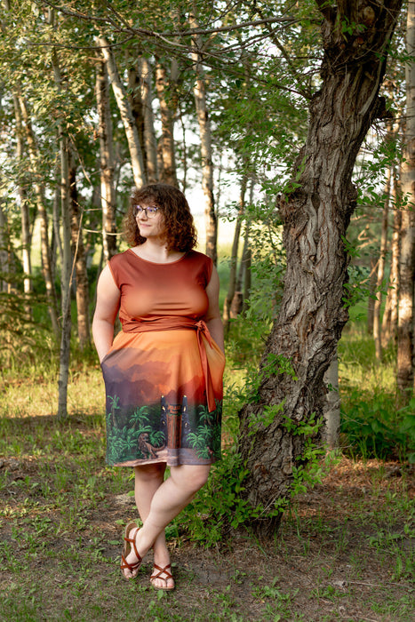 Jurassic Sunset Tie Wrap Dress