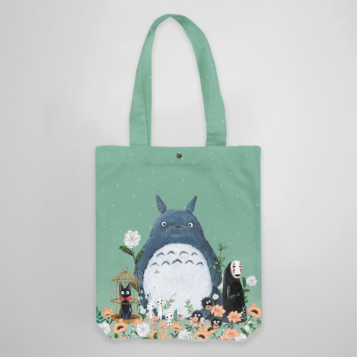 Deluxe Canvas Tote Bag of Ghibli Flowers