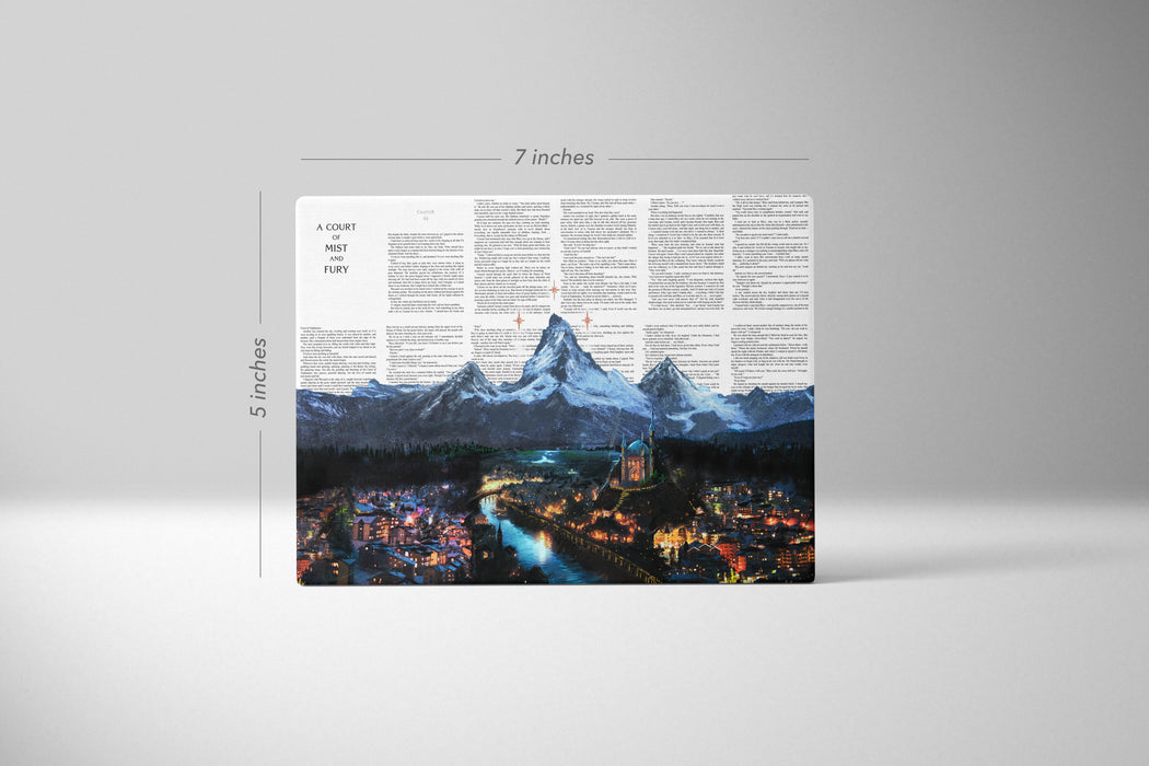 Mini Canvas Print of Velaris on Book Pages *Officially Licensed Sarah J Maas