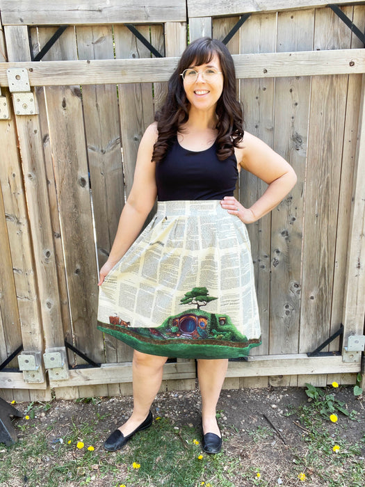 The Shire on Book Pages Skirt with Pockets