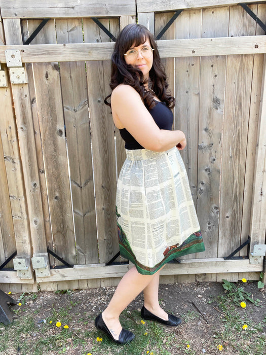 The Shire on Book Pages Skirt with Pockets