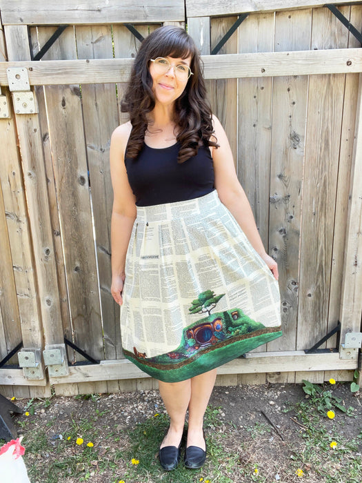 The Shire on Book Pages Skirt with Pockets