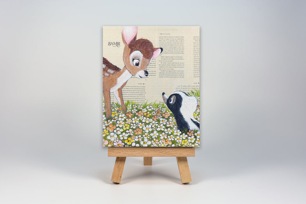 Mini Canvas Print of Bambi and Flower