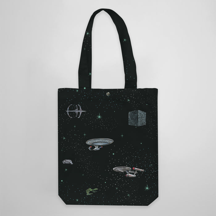 Deluxe Canvas Tote Bag of Star Trekking Ships