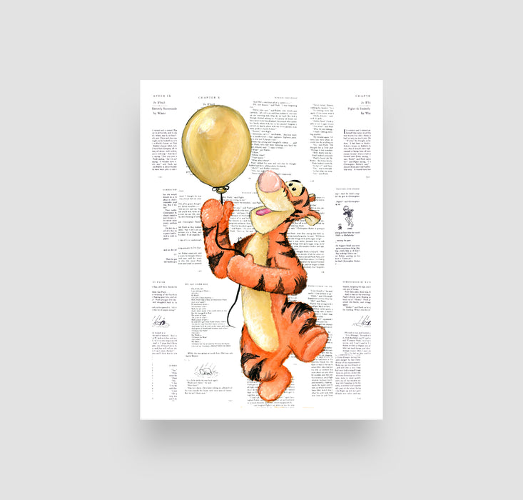 5" x 7" Paper Print of a springy Tiger