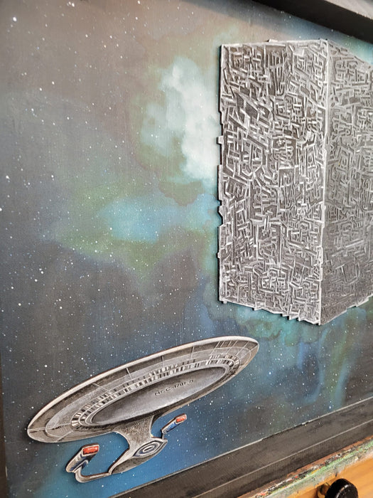 Original Painting of The Enterprise versus The Collective