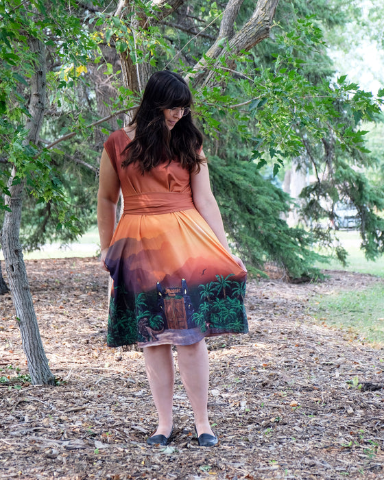 Jurassic Sunset Tie Wrap Dress