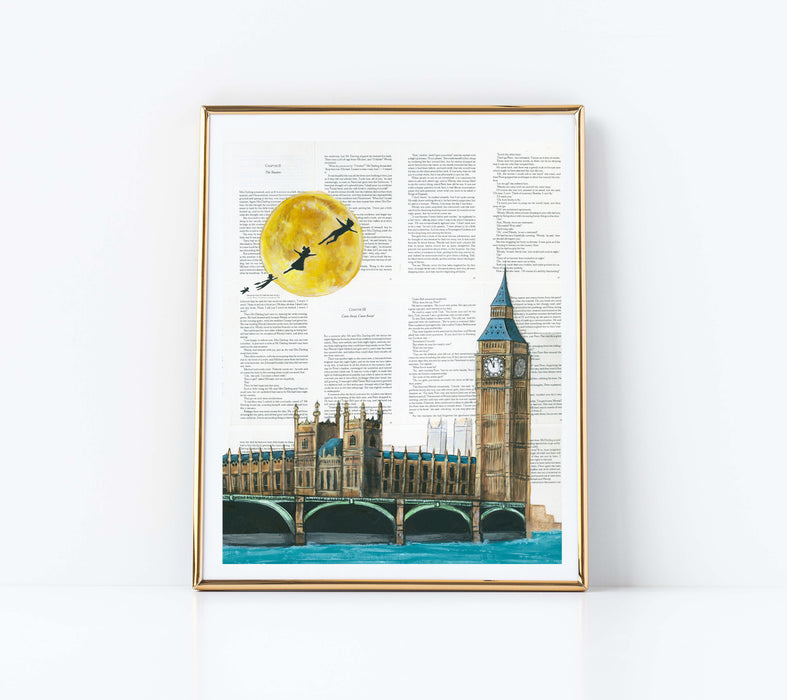 11" x 14" Paper Print of Peter Pan flying over London