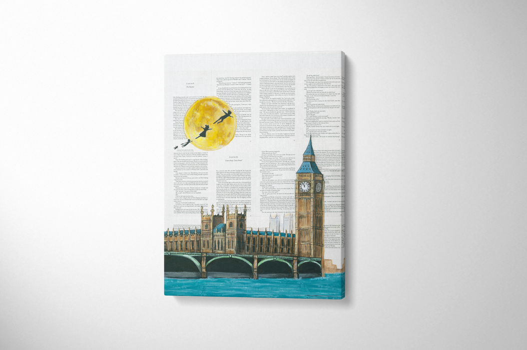 Canvas Print of Peter Pan flying over London