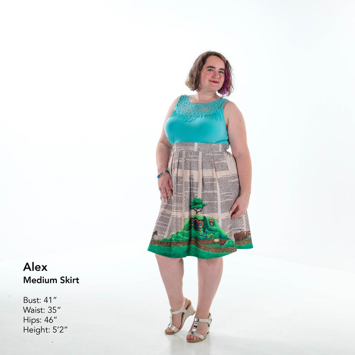 The Shire on Book Pages Skirt with Pockets